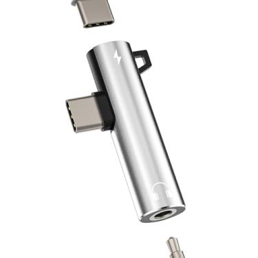 Imagem de Adaptador USB C para carregador divisor de 3,5 mm para fone de ouvido 2 em 1 para iPhone 16 15 Pro Max compatível com Samsung Galaxy S24 S23 Ultra cabo de áudio auxiliar tipo C conversor de fone de