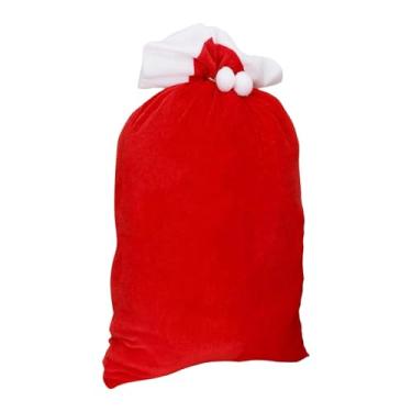 Imagem de Sclmgo Grande Sacola de Natal com Cordão Organizador Presentes Embalagem Pelúcia Doces Bolso Reutilizável Função Adequado para Festas de Natal Escritório Cas, 70cmx50cm