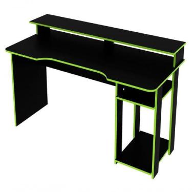 Imagem de Mesa Para Gamer Me4153 Preto Verde Preto Verde - TECNO MOBILI