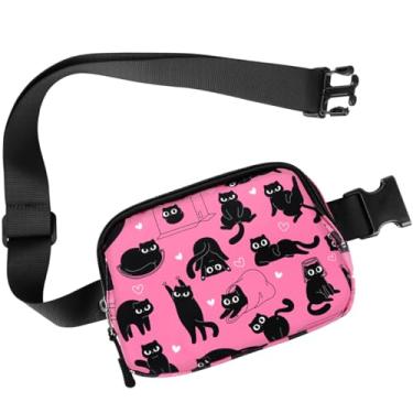 Imagem de Simikol Bolsa de cinto, bolsas transversais fofas para mulheres, leves, modernas, mochilas de cintura, impermeável, corrida, treino, caminhadas, viagens, pochetes, gatos rosados