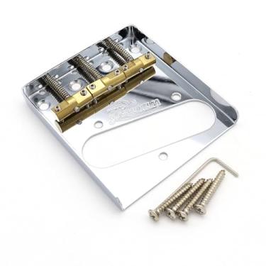 Imagem de Samherome Ponte Wilkinson Wtb Telecaster Vintage Com 3 Rastilho De Latão Compensado Para Guitarra Elétrica Fender Tele, Entonação Precisa E Visual Elegante (Cromado)