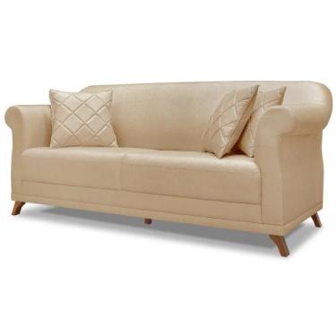 Imagem de Sofa 2 Lugares Retro Polo 180cm Com Almofada Linho Dourado Ezz Dourado