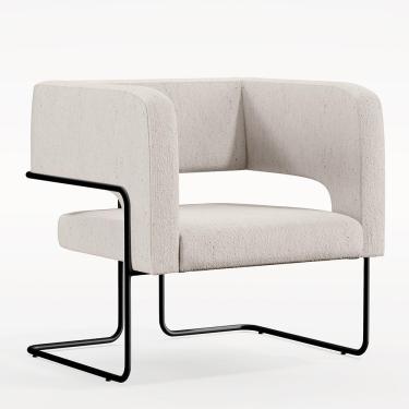 Imagem de Poltrona Base De Aço Preto Linho Cru C-443