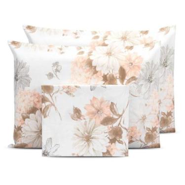 Imagem de Lençol Super King De Cima 3 Pçs Bainha Estampado Percal 180 Fios Coleç