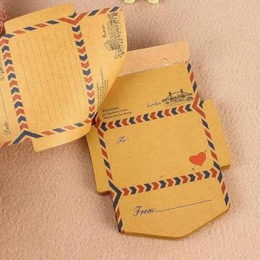 Imagem de Conjunto de 45 folhas/conjunto de envelopes de papel kraft retrô vintage, mini lindos desenhos kawaii, papelaria, envelope postal, cartas, presentes