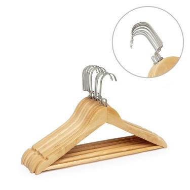 Imagem de Kit 50 Cabides Madeira Envernizada Alta Qualidade Closet Organizado - 