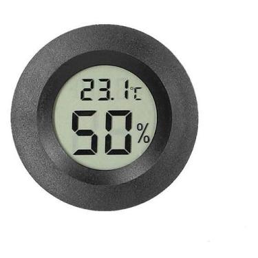 Imagem de Termômetro Higrômetro Temperatura Ambiente e Umidade do Ar Redondo Pre