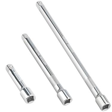 Imagem de Conjunto de barra de extensão de soquete de 3/8 polegadas – Inclui extensões de aço cromo vanádio de 7,6 cm, 15,2 cm, 25,4 cm com acabamento espelhado prateado para catraca, uso automotivo e de