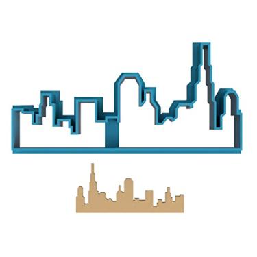 Imagem de Cortador de biscoito silhueta do horizonte de Chicago - arranha-céus da cidade ventosa - cidade - edifícios altos - silhueta - contorno - perfil - cortador de biscoitos/biscoitos de açúcar/fondant
