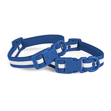 Imagem de lynxking Coleira refletiva impermeável ajustável durável para cães pequenos, médios e grandes, material de PVC de fácil limpeza, pacote com 2
