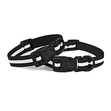 Imagem de lynxking Coleira refletiva impermeável ajustável durável para cães pequenos, médios e grandes, material de PVC de fácil limpeza, pacote com 2