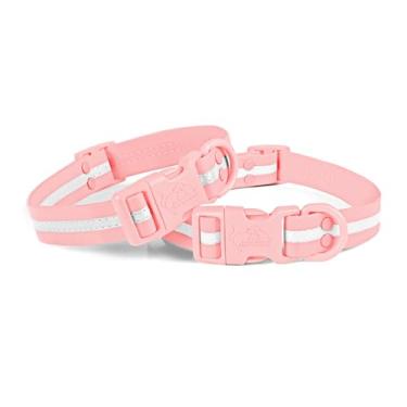 Imagem de lynxking Coleira refletiva impermeável ajustável durável para cães pequenos, médios e grandes, material de PVC de fácil limpeza, pacote com 2