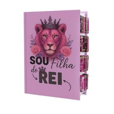 Imagem de Bíblia Sagrada Evangélica C/ Abas Adesivas Leão Filha Do Rei - REI DAS