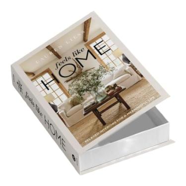 Imagem de Caixa de armazenamento de livros falsos com compartimento oculto para decoração de casa e escritório, comporta artigos de papelaria e controles remotos, preta