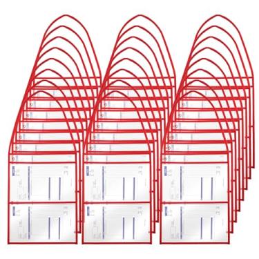 Imagem de Pacote com 24 suportes de bilhetes de loja, 23,5 x 30,5 cm, capas de plástico para pedidos de trabalho, apagáveis a seco, mangas de reparo com alça para pendurar, ambos os lados transparentes