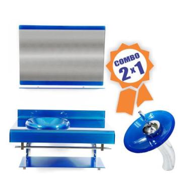 Imagem de Combo 2 em 1 - Gabinete 90cm Alemanha + Torneira Ibiza - EKASA, Azul E