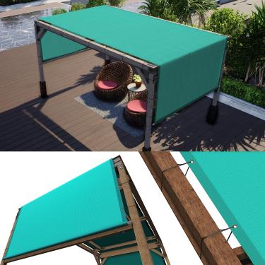 Imagem de ColourTree Cobertura de substituição de toldo de pérgola turquesa UPF50, tecido de grau comercial 260 GSM para pátio externo, inclui hastes pesadas de aço inoxidável (fazemos tamanho personalizado)