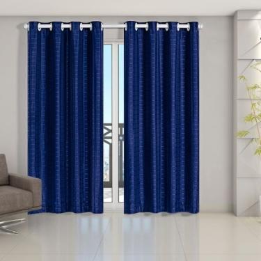 Imagem de Cortina Blackout Pvc Com Tecido Voil Xadrez 2,80 M X 2,30 M - Marinho