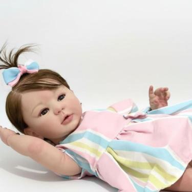 Imagem de Bebê reborn realista silicone macio olhos castanhos - BONECA LINDA BRI