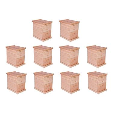 Imagem de Kit 10 Caixas Abelha Padrão Langstroth Eucalipto 2 Melgueiras Arrame/Ilhós