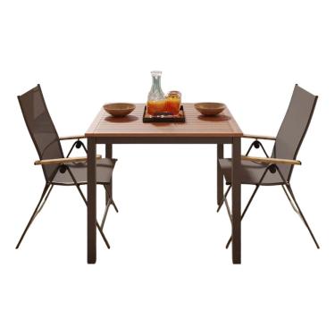 Imagem de Conjunto De Jardim Aluminio Cinza 3 Pecas Mesa E 2 Cadeiras