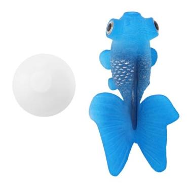 Imagem de Chiffonade Peixes artificiais pequenos de silicone artificial, decoração divertida, flutuante betta, peixes artificiais falsos para decoração de aquário (peixe dourado azul)