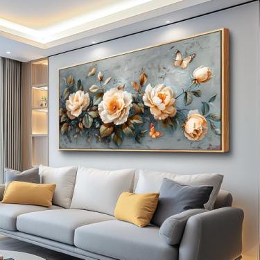 Imagem de PHAOHUAXM Arte de parede para sala de estar em tela decoração de parede para quarto pintura de moldura de madeira com tinta branca para escritório restaurante decoração de quarto impressão pronta para