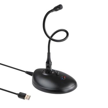 Imagem de LUMINFLY Microfone USB pescoço de ganso com captador omnidirecional de 360°, botão mudo de um toque, microfone de mesa profissional para computador