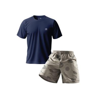 Imagem de Conjunto Masculino Short Estampado Praia E Camiseta Dry Academia Verão Básica Casual-Masculino