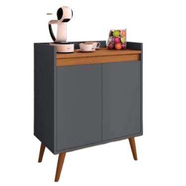 Imagem de Armário Aparador Retrô Buffet 2 Portas Cozinha Sala Cantinho Café MDP/MDF(Cinza/Freijó)