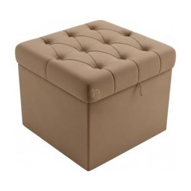 Imagem de Puff Baú Capitonê 50x50x45cm Vit Decor – Suede Bege – Assento, Organizador e Decoração (Capuccino)