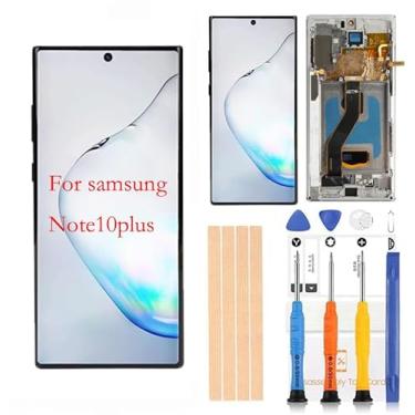 Imagem de LCD Amoled para Samsung Galaxy Note10Plus N975 Tela digitalizadora LCD Touch Assembly Substituição N975 N975A N975F N975P N975R4 T U V W 17.3 cm da Qvouaw [Prata com Moldura]