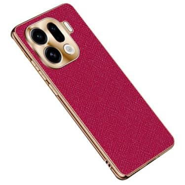 Imagem de HAOMRIYL Capa para Oppo Find X9/X9pro, proteção total da lente fina de couro com revestimento minimalista textura cruzada anti-impressão digital, roxo, X9Pro