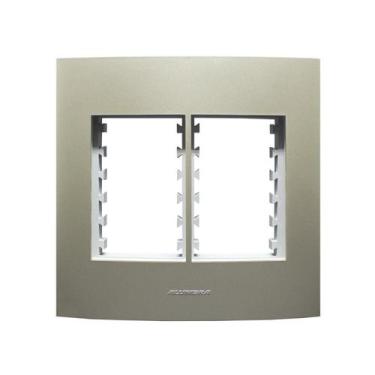 Imagem de Placa 4X4 com Suporte Para 6 Módulos Inova Pro Class Alumbra Champagne