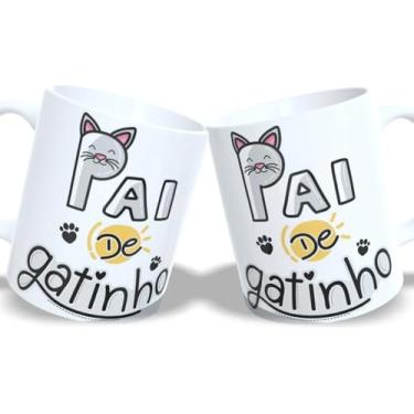 Imagem de Caneca Cerâmica Pai de Pet Gato 325ml – Presente Criativo, Estampa Pet Lover, Cor Branca