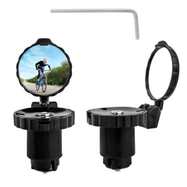 Imagem de Evponk 2 peças de espelho de bicicleta com extremidade de barra, espelhos retrovisores ajustáveis de 360° para guidão com lentes convexas de vidro HD para bicicletas de montanha, bicicletas, scooters