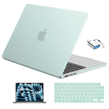 Imagem de EooCoo Capa compatível com MacBook Air 33.0 cm M4 2025 2024 2023 2022 M3 M2 A3240 A3113 A2681, Sage Air 34.5 cm Capa rígida para laptop + capa de teclado + protetor de tela, sálvia fosca