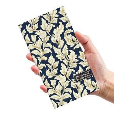 Imagem de Calendário de bolso 2026-2027 para bolsa, agenda mensal de dois anos, tamanho de bolso, 16,5 cm x 8,9 cm, janeiro de 2026 a dezembro de 2027, calendário pequeno para escola, trabalho e casa - folhagem