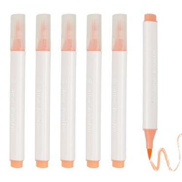 Imagem de PATIKIL Caneta de aquarela de arte, 6 peças, caneta de aquarela triangular de ponta macia para escritório, artesanato, álbuns, escrita, diário, desenho, caligrafia, bege claro, vermelho