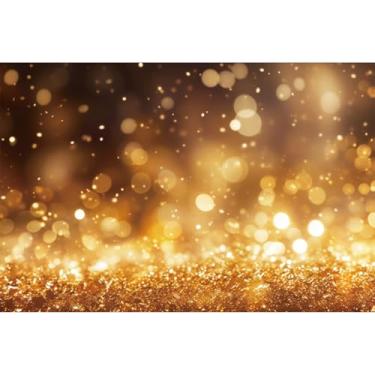 Imagem de FUWOOD Pano de fundo dourado com glitter – Fundo de fotografia bokeh brilhante para festa de aniversário, casamento, chá de bebê, formatura, evento de férias, cabine de fotos, sessões de vídeo e