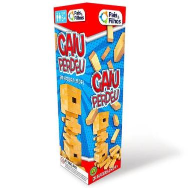 Imagem de Brinquedo Caiu Perdeu De Madeira Jogo Mesa 54 Peças Premium - Pais & F