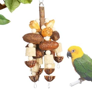 Imagem de Brinquedos de pássaros para papagaios – brinquedos para gaiola de pássaros, jogos de mastigar – acessórios de gaiola de corda de nozes naturais, jogos interativos para Conure, Lovebird, arara