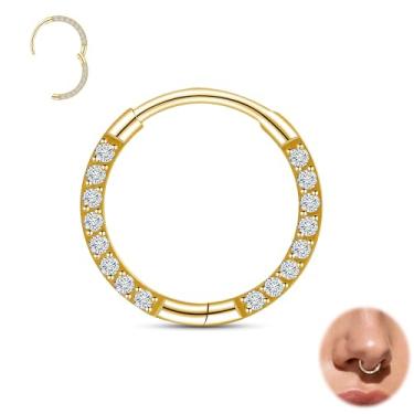 Imagem de limerencia Anéis de nariz de titânio, anel de nariz de zircônia cúbica de titânio 20G, piercing de nariz para cartilagem, anel de septo, tragus, concha, hélice, daith, piercing labial para mulheres e