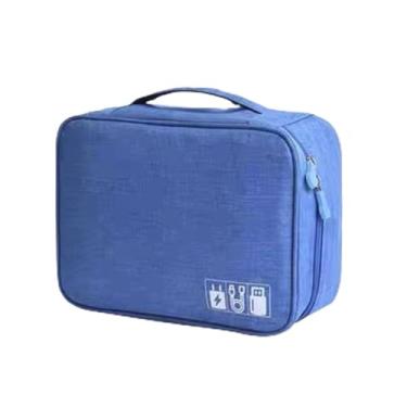 Imagem de Estojo Organizador, Necessaire Bolsa de Armazenamento de Cabo Eletrônicos de Dados Digital Multifuncional Viagem, 24.5cm*10cm*18cm(Azul claro)