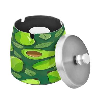 Imagem de Blueangle Cinzeiro de fatias de abacate pequeno com tampa para cigarros, à prova de vento/à prova de chuva, aço inoxidável, sem fumaça, inodoro, cinzeiro para uso interno ou externo (81)