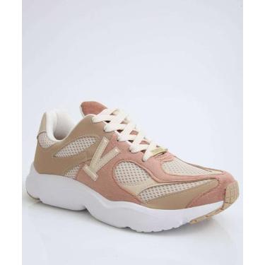 Imagem de Tênis Casual Feminino Recortes Vizzano-11324, Branco, Rosa, 35