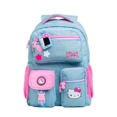 Imagem de Mochila de Costas Escolar Hello Kitty Jeans Juvenil Meninas