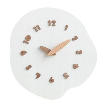 Imagem de Relógio de parede Relógio de parede inspiração nórdica. Ideal para sala estar, funcionamento silencioso e alimentado por bateria para decoração de casa(Branco)