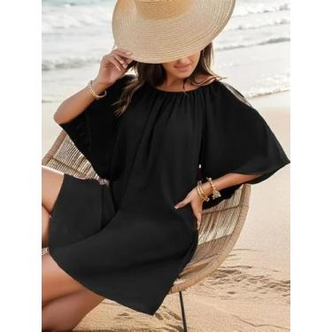 Imagem de Vestido Casual De Verão plus Size Para Mulheres 1XL-5XL Elegante Em Co