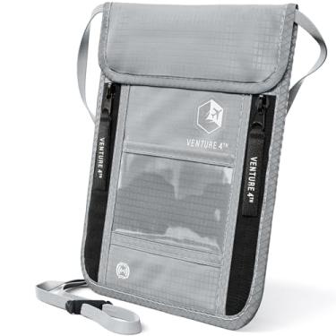 Imagem de Carteira de pescoço de viagem com bloqueio RFID – Bolsa de pescoço para passaporte para homens e mulheres para manter documentos seguros, Prata, onesize, Minimalista